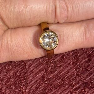 Touchstone Crystal Gold Ring with Clear Stone